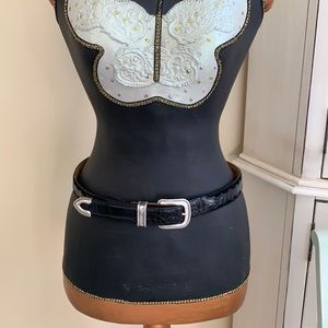 Ariat black belt with silver buckle hand crafted leather , hardly worn